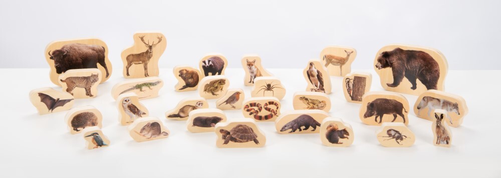 Wooden Forest Animal Blocks - 30pcs