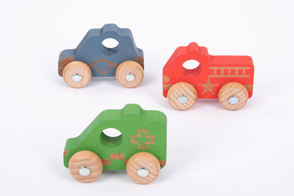 Rainbow Wooden Emergency Vehicles - 3pk