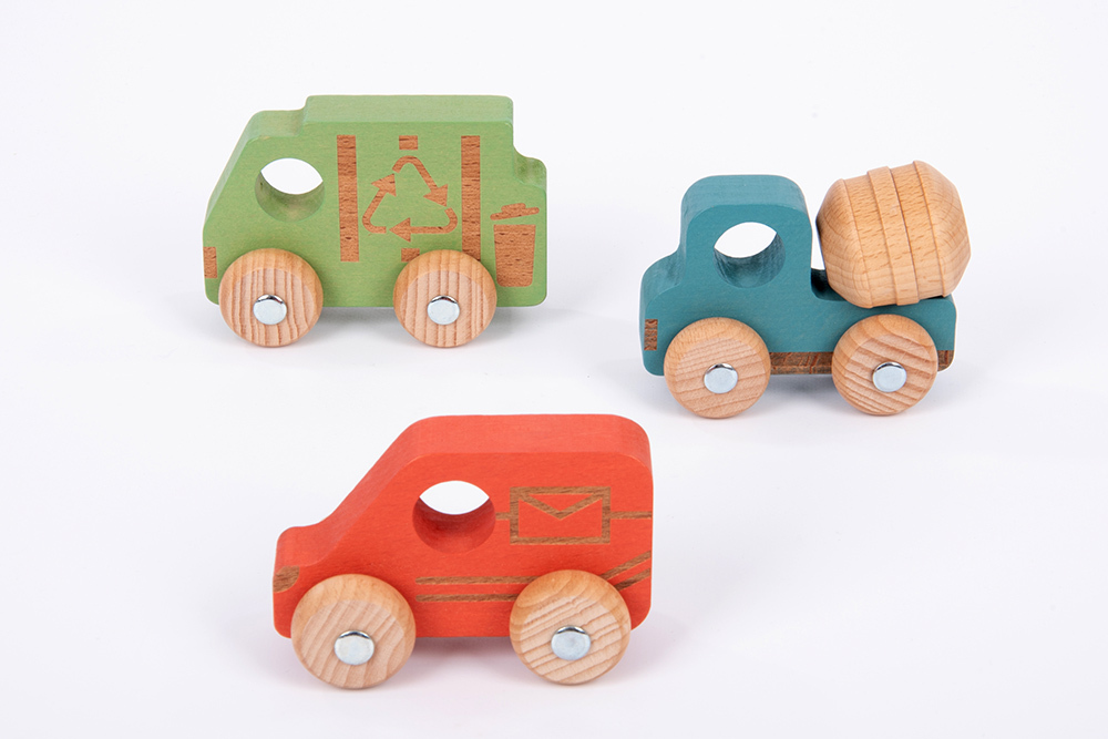 Rainbow Wooden Community Vehicles - 3pk