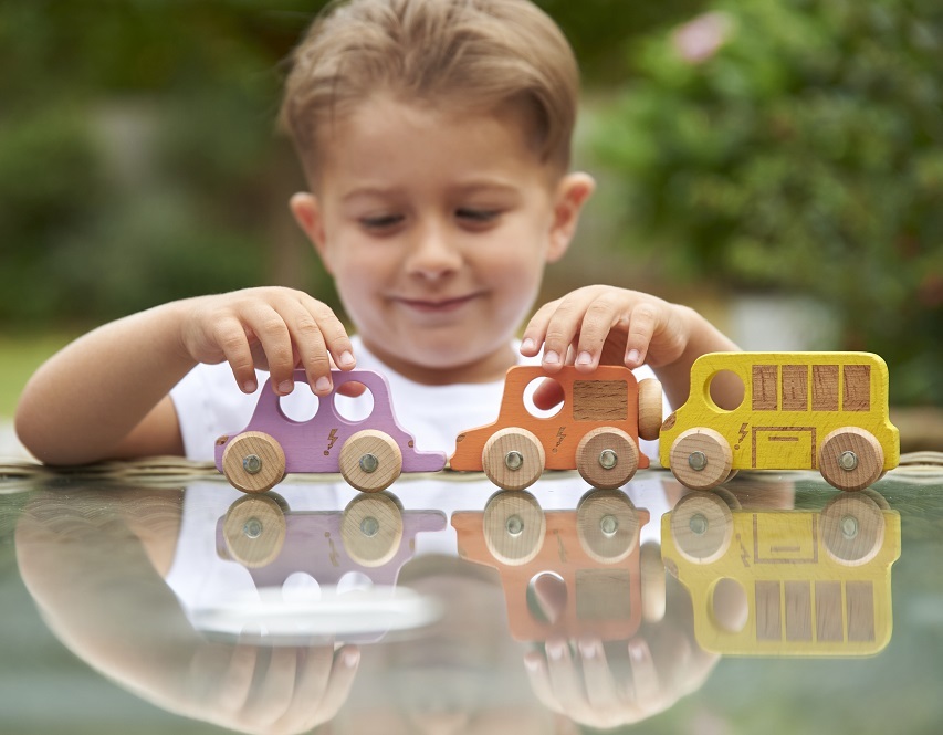 Rainbow Wooden City E-Vehicles - 3pk