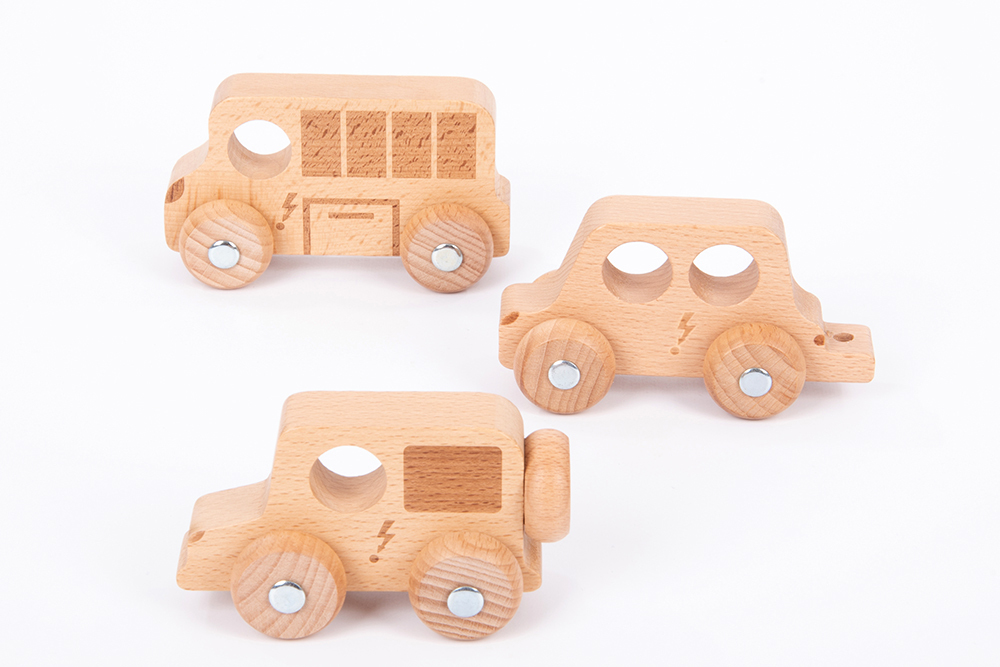 *Natural Wooden City E-Vehicles - 3pk