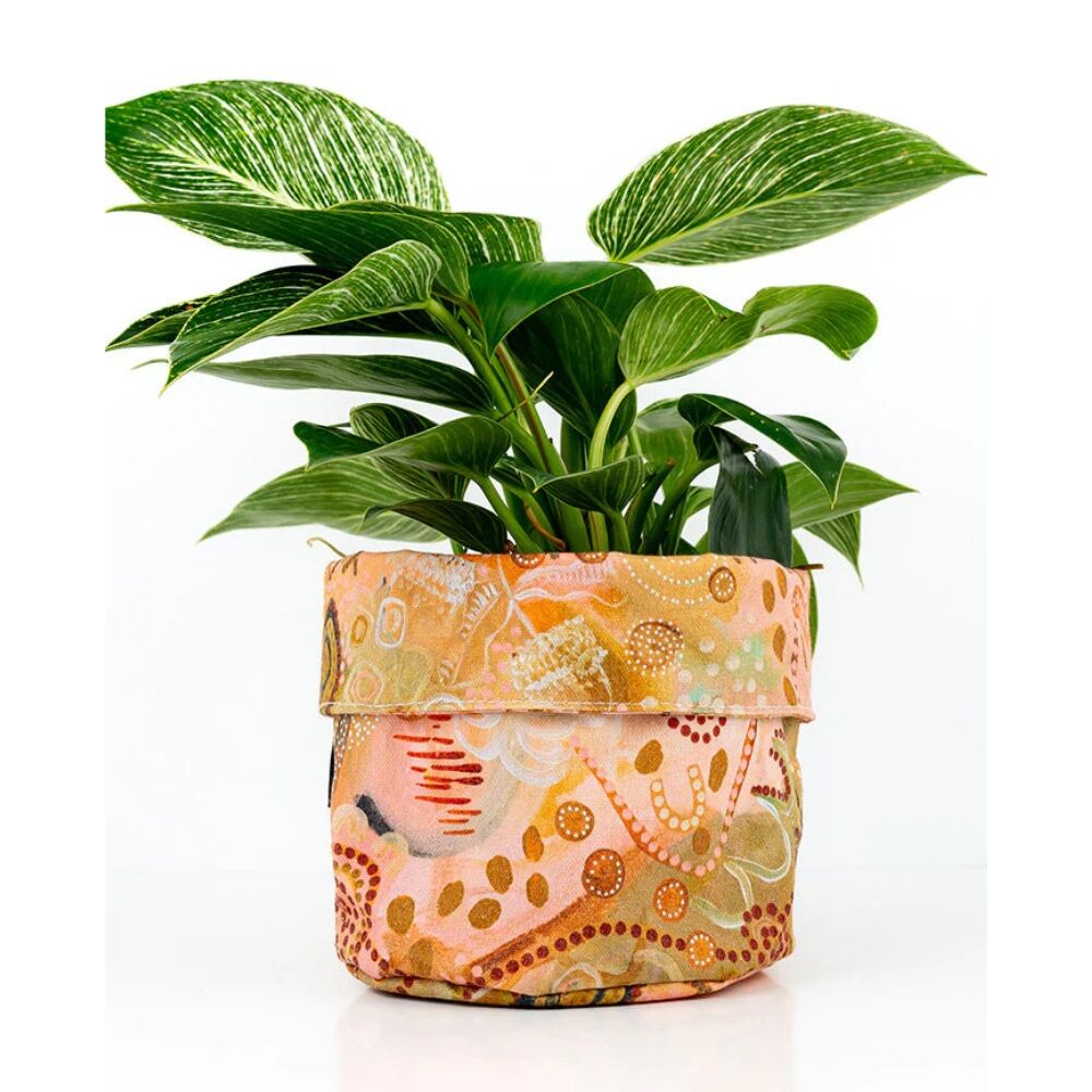 First Nations Canvas Medium Plant Pot Cover- Oasis