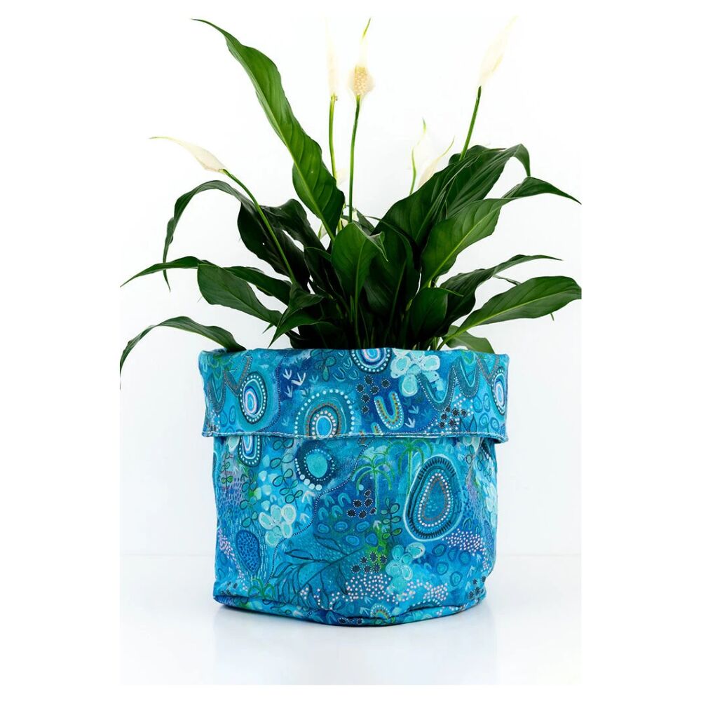 First Nations Canvas Small Plant Pot Cover- Forest
