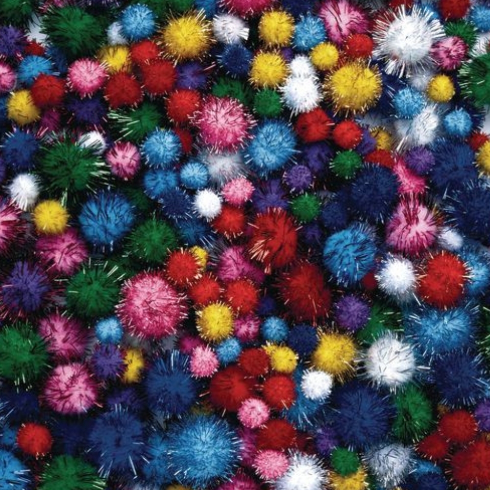 Pom Poms 300pk - Assorted Glitter Colours