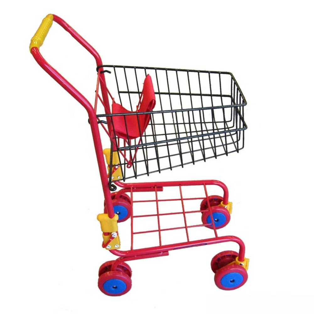 Metal Shopping Trolley (RED)- 40 x 30 x 58cmH