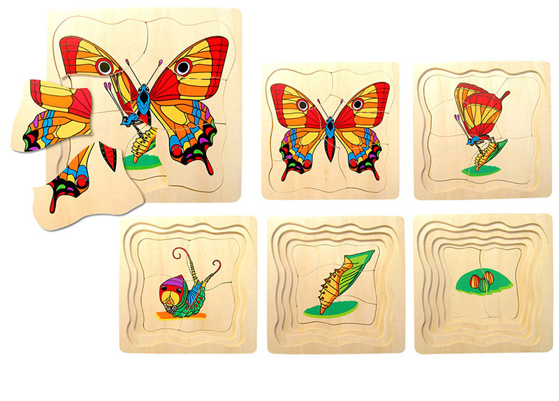 Layered Life Cycle Puzzle - Butterfly 5 Layers 20pcs 19.5 x 19.5cm