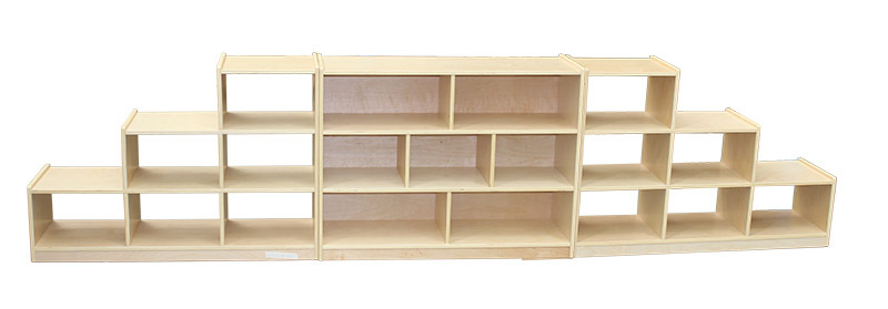 Billy Kidz Birch Medium Storage Unit 76cmH - 7 Space With Back & 2 Open Back Ladder Units with 6 Spaces
