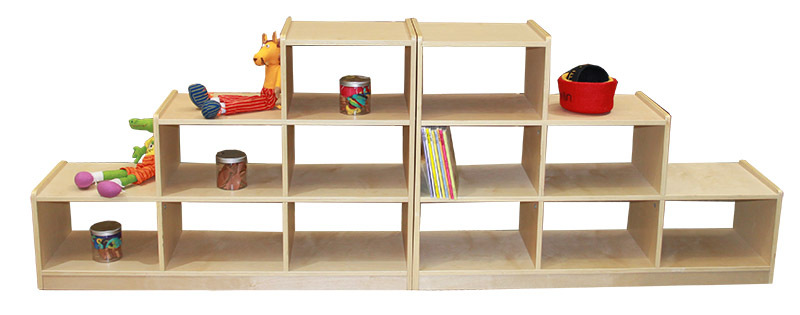 Billy Kidz Birch Medium Ladder Storage Unit 76cmH - 2 Open Back Ladder Units with 6 Spaces