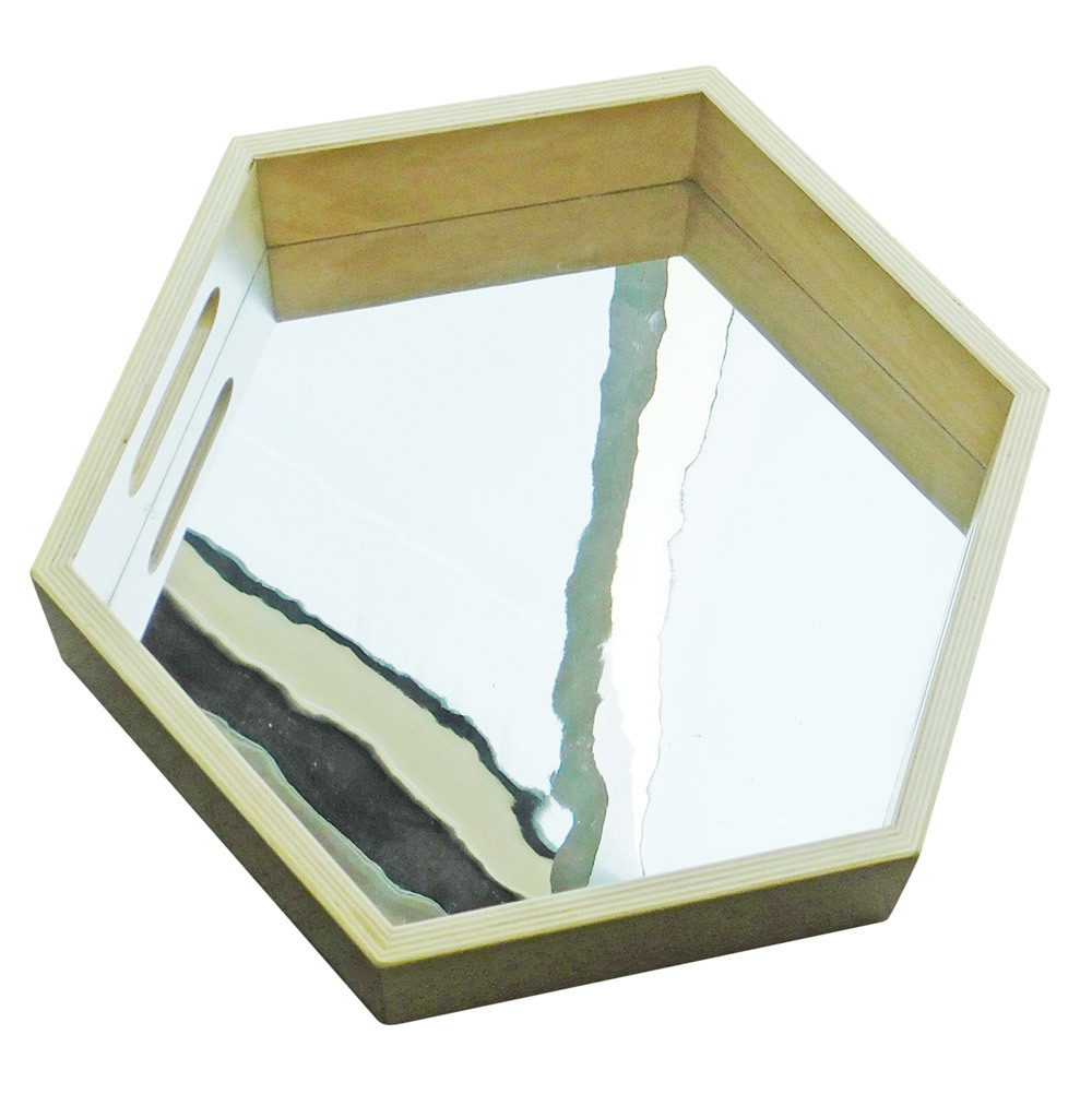 Billy Kidz Wooden Hexagon Mirror Tray
