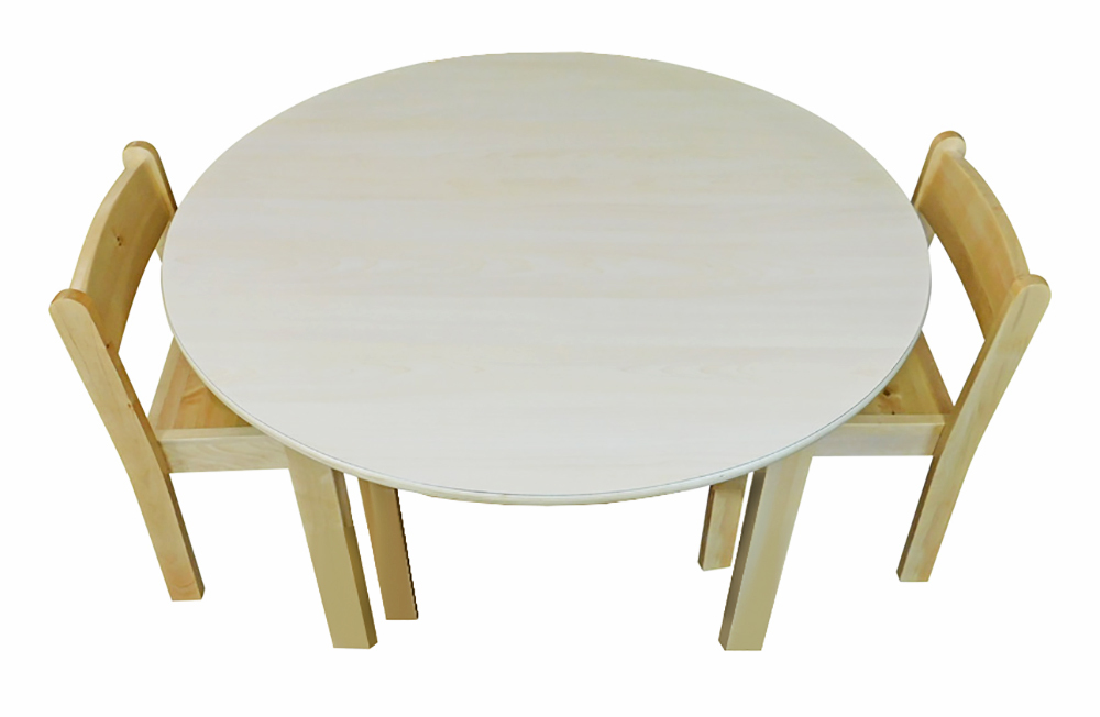 Home Corner Wooden Table With Birch Laminate Top & Chair Set - Circle with 2 Chairs