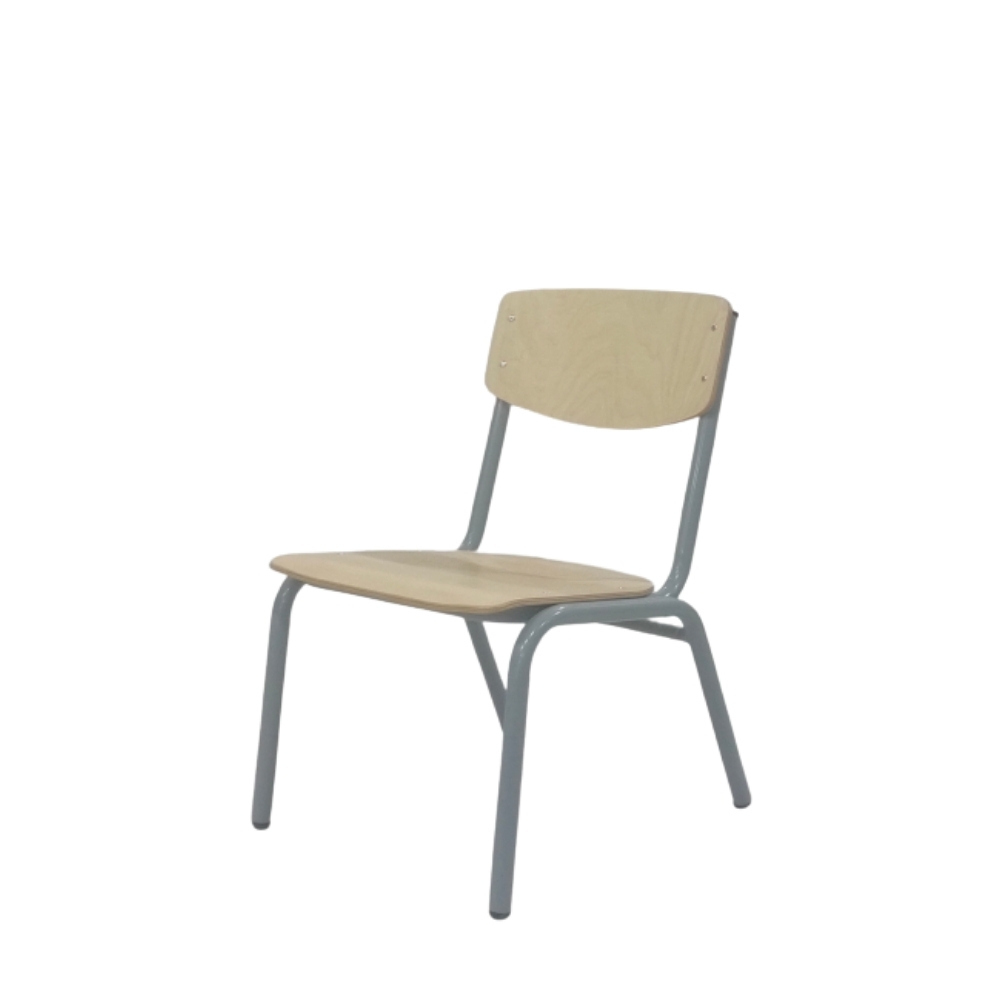 Simple Metal Chair with Timber Seat & Back Rest - 21cm Seat Height