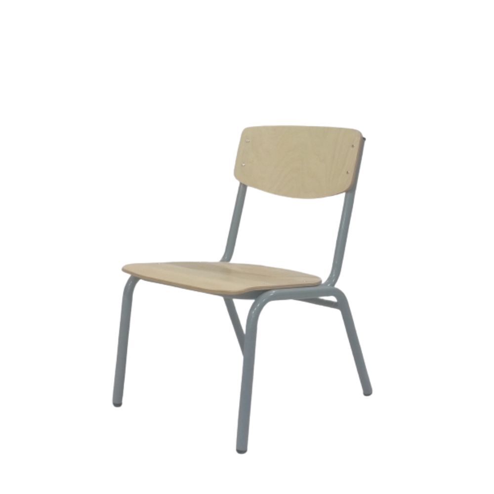 Simple Metal Chair withTimber Seat & Back Rest - 26cm Seat Height