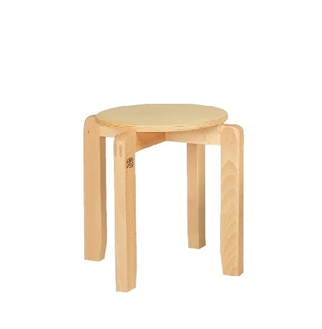 Round Stool - Beech wood frame & birch plywood seat - Seat Height 21cm