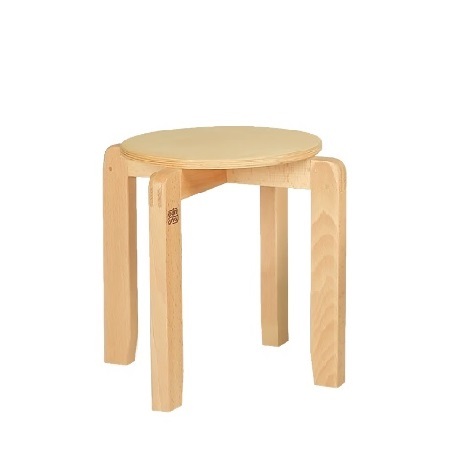 Round Stool - Beech wood frame & birch plywood seat - Seat Height 26cm