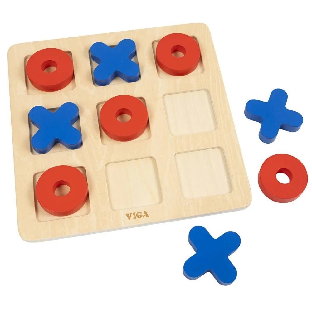 Wooden Noughts & Crosses Game