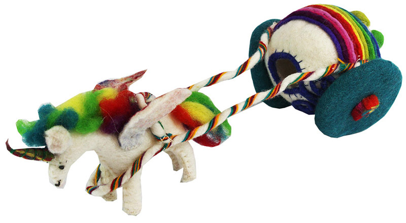 Felt Rainbow Unicorn Carriage - 40cmH