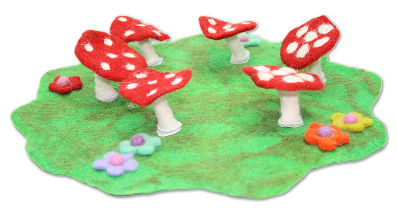 Fairy Felt Rings & Toadstools Mat - Small