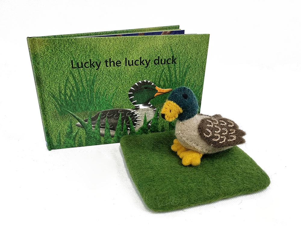Papoose Book & Felt Character - Lucky The Lucky Duck
