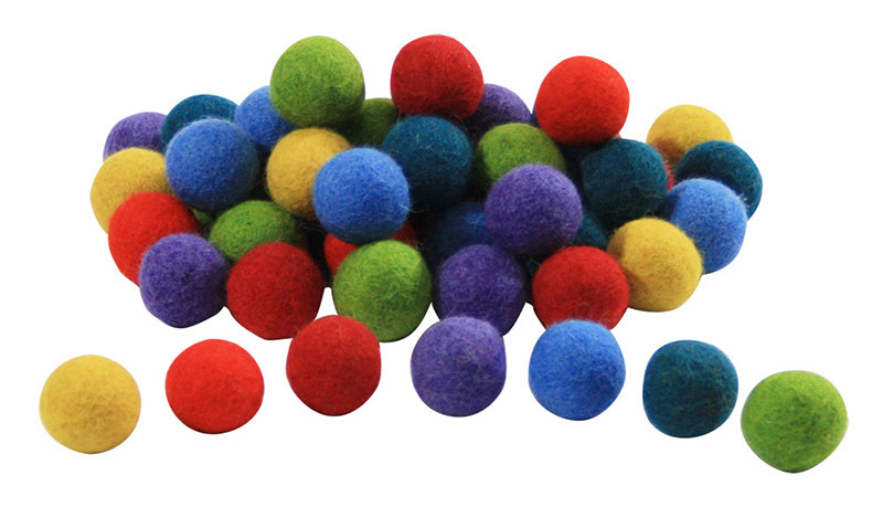 Felt Rainbow Balls - 2.5cm 49pcs
