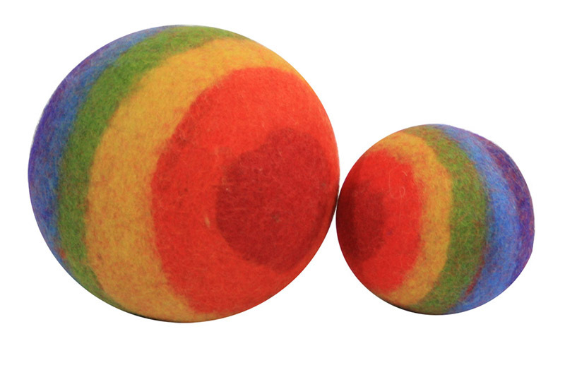 Papoose Felt Rainbow Balls - 7.5 & 13cm 2pcs