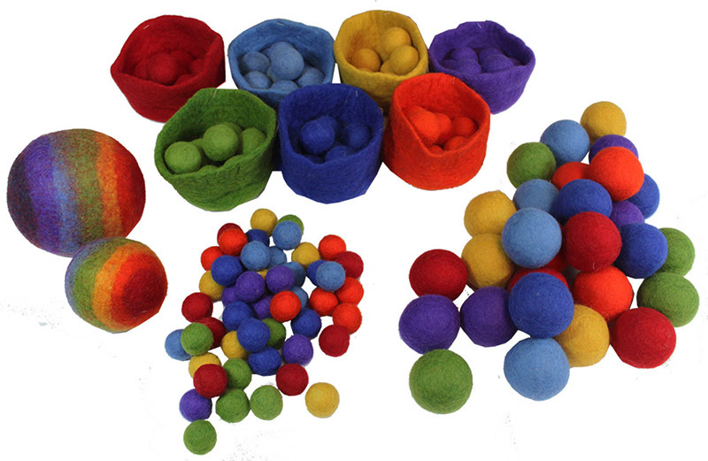 Felt Rainbow Balls - Class Set 135pcs