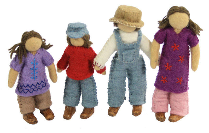 Felt Standing Dolls 19cm - Caucasian - 4pcs