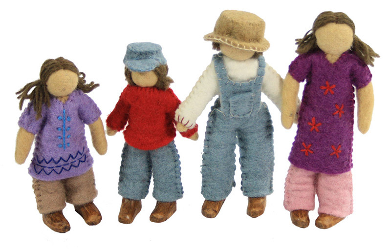 Papoose Felt Standing Dolls 19cm - Caucasian - 4pcs