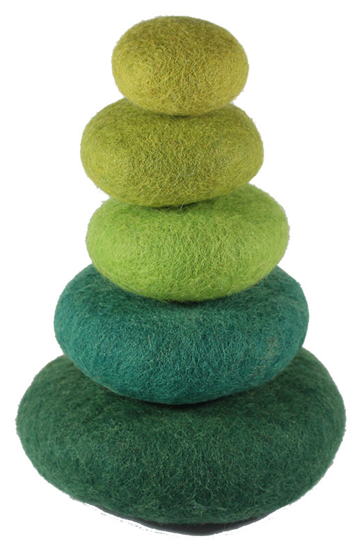 Papoose Felt Stacking Rocks - Green 5pcs