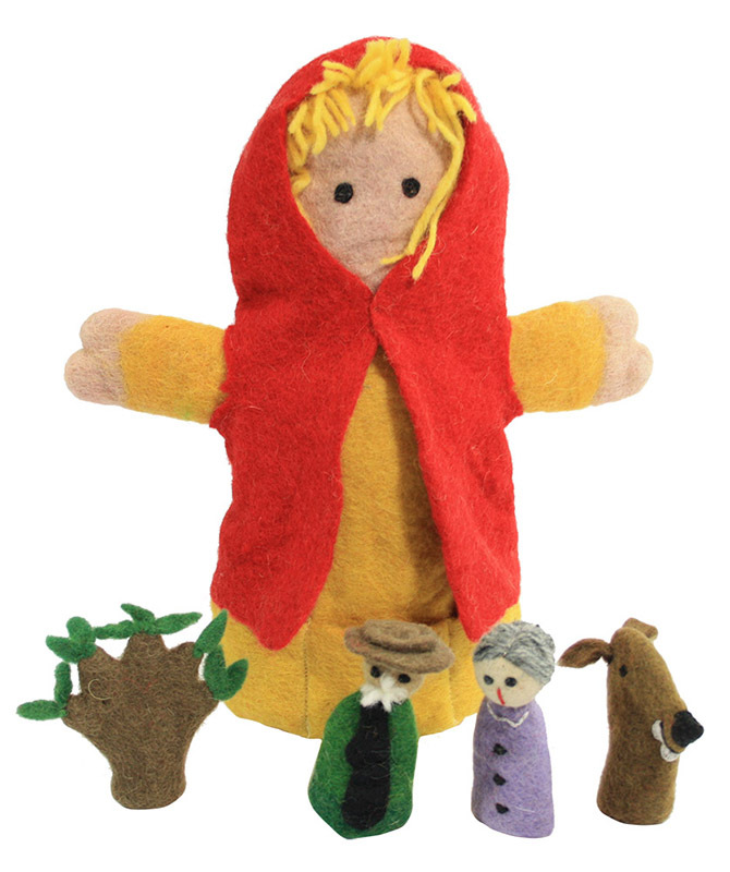 Papoose Felt Hand & Finger Puppet Set - Red Riding Hood