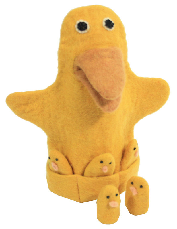 Papoose Felt Hand & Finger Puppet Set - Mama Duck & Ducklings