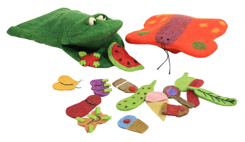 Papoose Felt Hand & Finger Puppet Set - Hungry Caterpillar