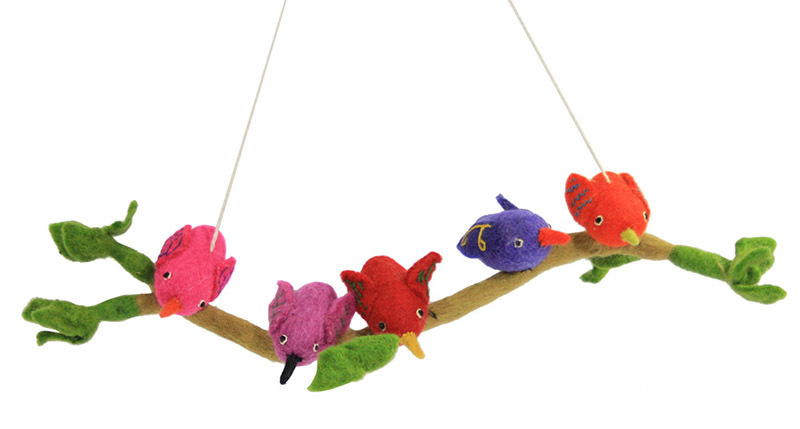 Felt Hanging Branch - Gossiping Birds