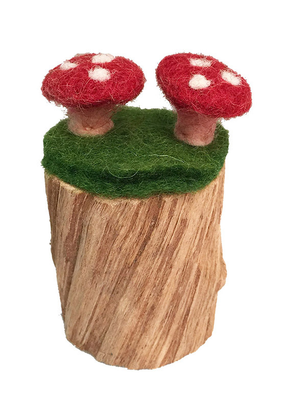 Felt Toadstool Stump - 6 x 6 x 8cmH