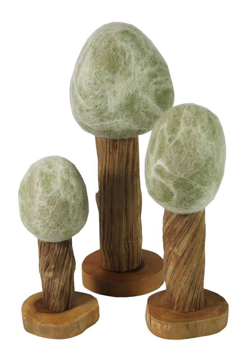 Felt Wooden Trees - Winter - 3pcs