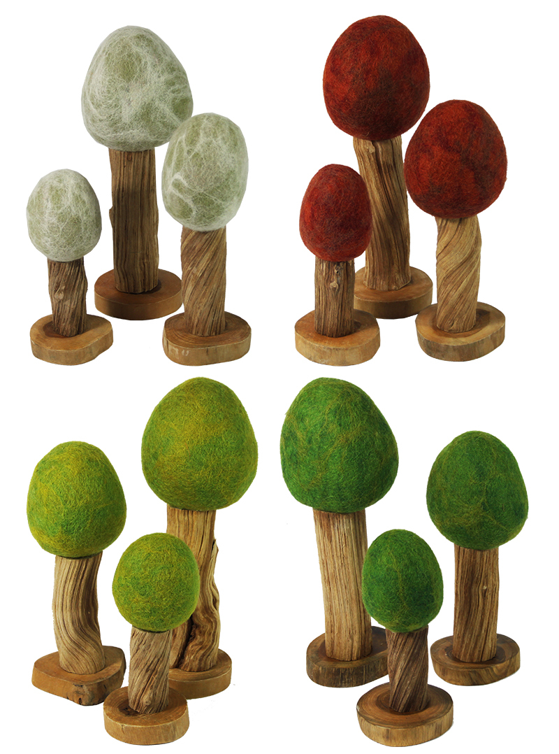 Papoose Felt Wooden Trees - Four Seasons Set 12pcs