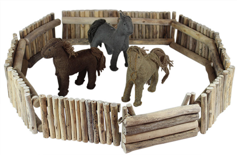 Papoose Felt Village Horses & Corral Set - 13pcs