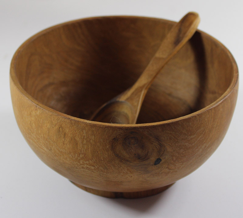 Natural Teak Mixing Bowl & Spoon