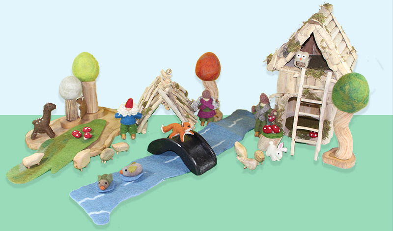 Natural Woodland & House Scene - Medium Set 27pcs