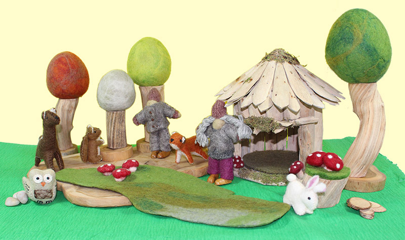 Papoose Natural Woodland & House Scene - Small Set 15pcs