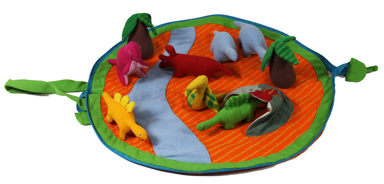 Papoose Cotton Animal Play Pouch Set - Dinosaur