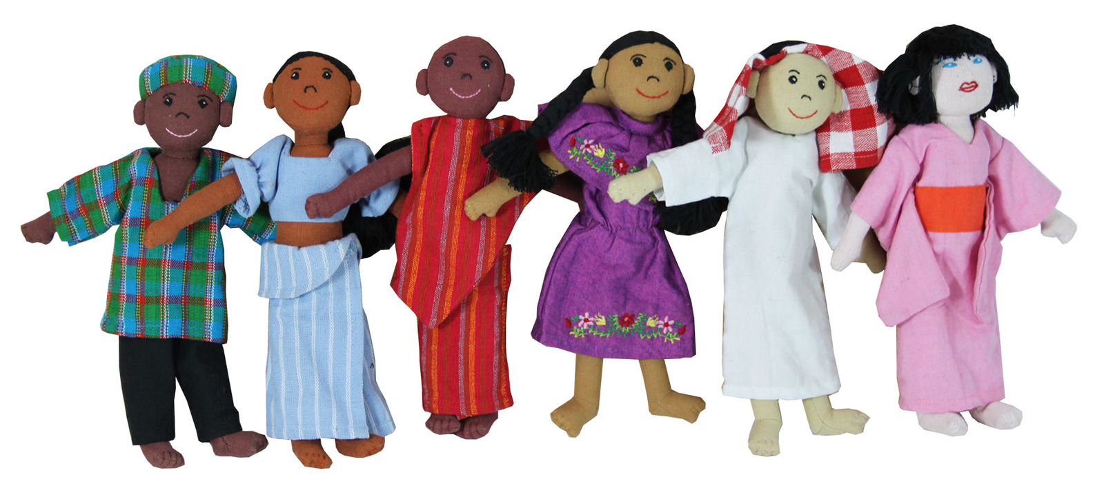 Papoose Cotton Ethnic Dolls 23cm - Set of 6
