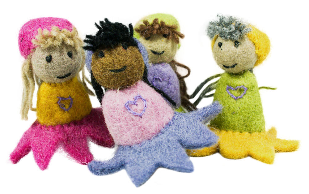 Papoose Felt Finger Puppets - Flower Girls