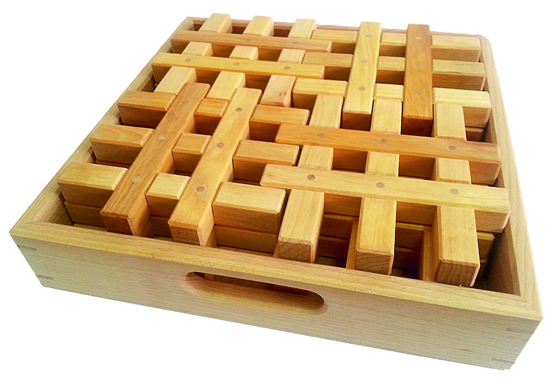 *SPECIAL: Bauspiel Stacking Grid Blocks - Natural 12pcs