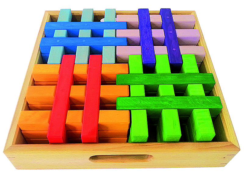 *Bauspiel Stacking Grid Blocks - Coloured 12pcs