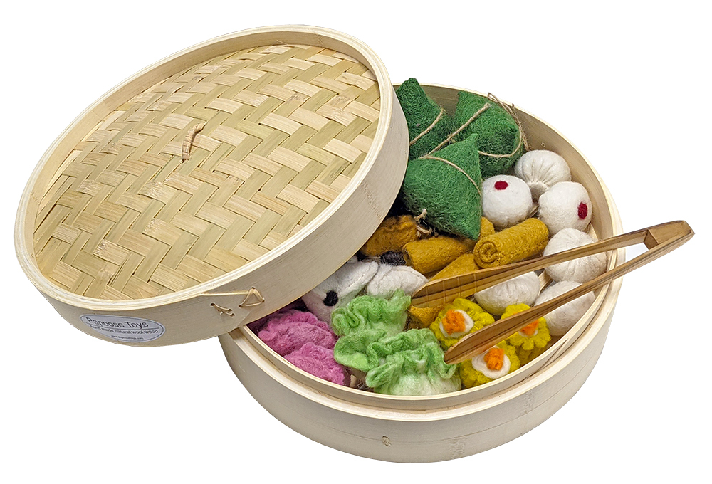 Felt Yum Cha Set in Bamboo Steamer - 33pcs