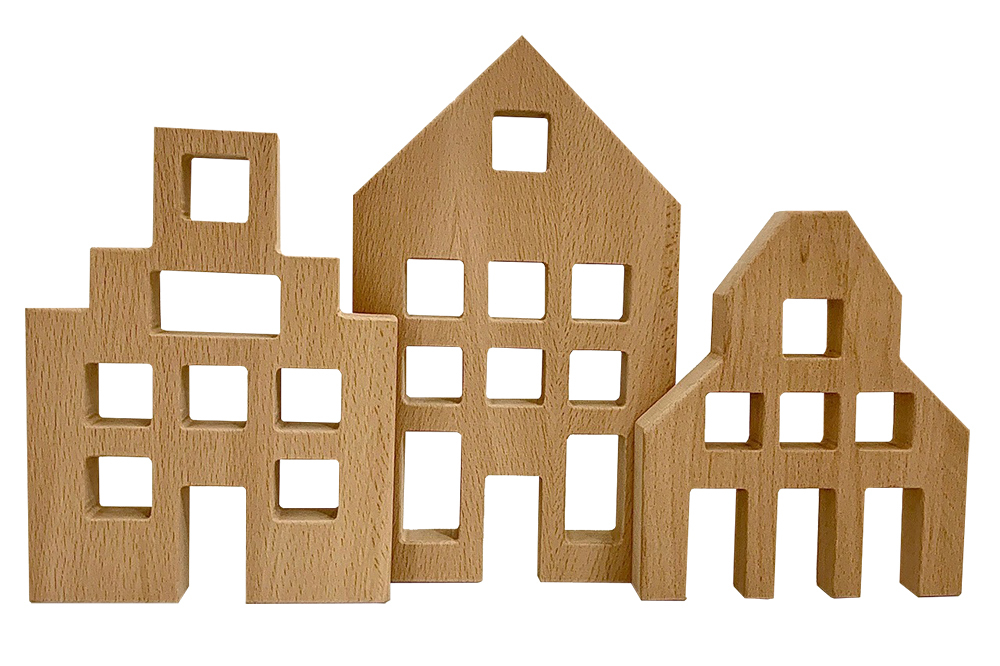 Dutch Wood Houses -3pcs