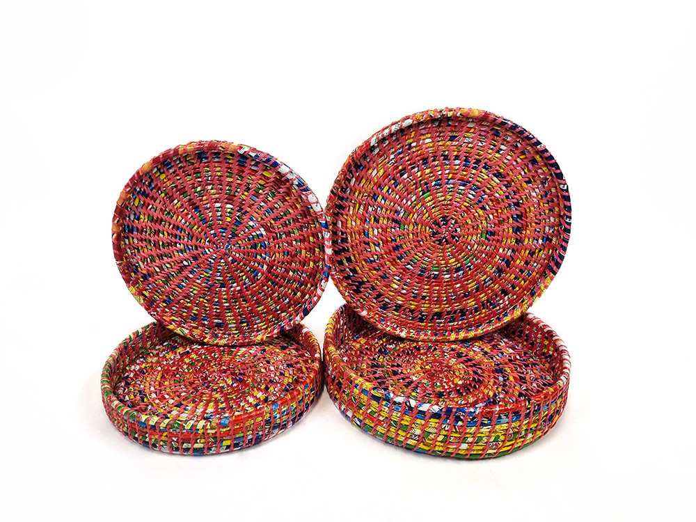 Spiral Trays & Lids Set RED - 4pcs