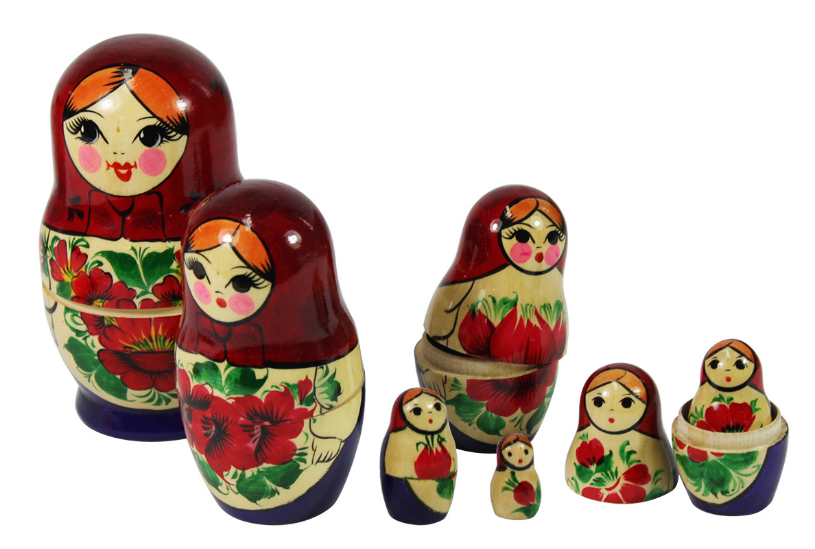 Wooden Babushka Dolls - Set of 7