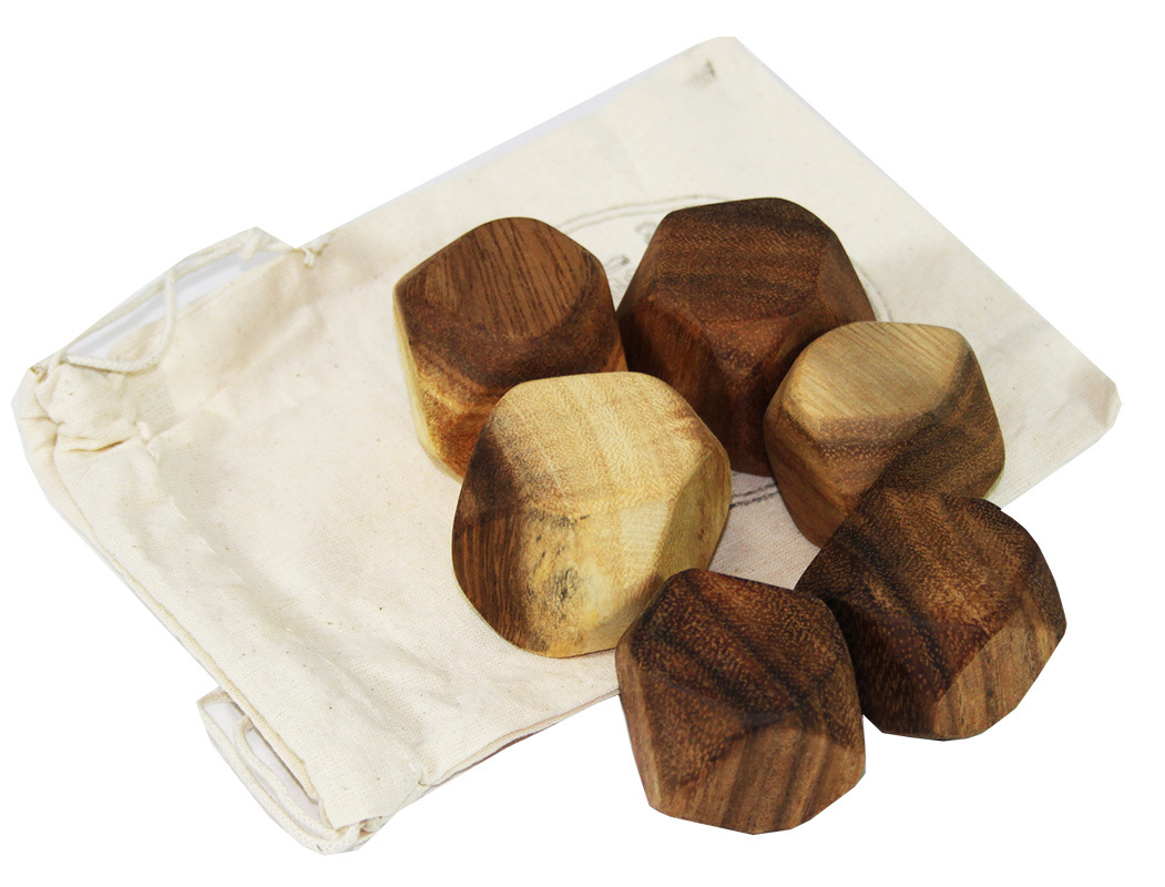 Wooden Zen Stacking Blocks - Medium In Calico Bag 6pcs
