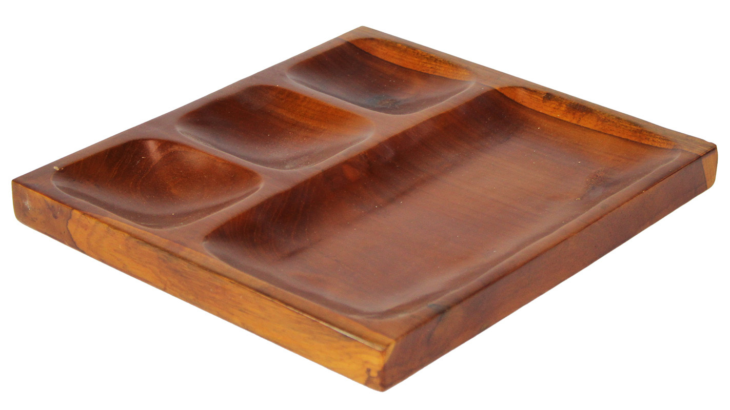 Mahogany Sorting Tray - 4 Compartments